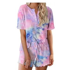 Ekouaer Tie Dye Pajama Set